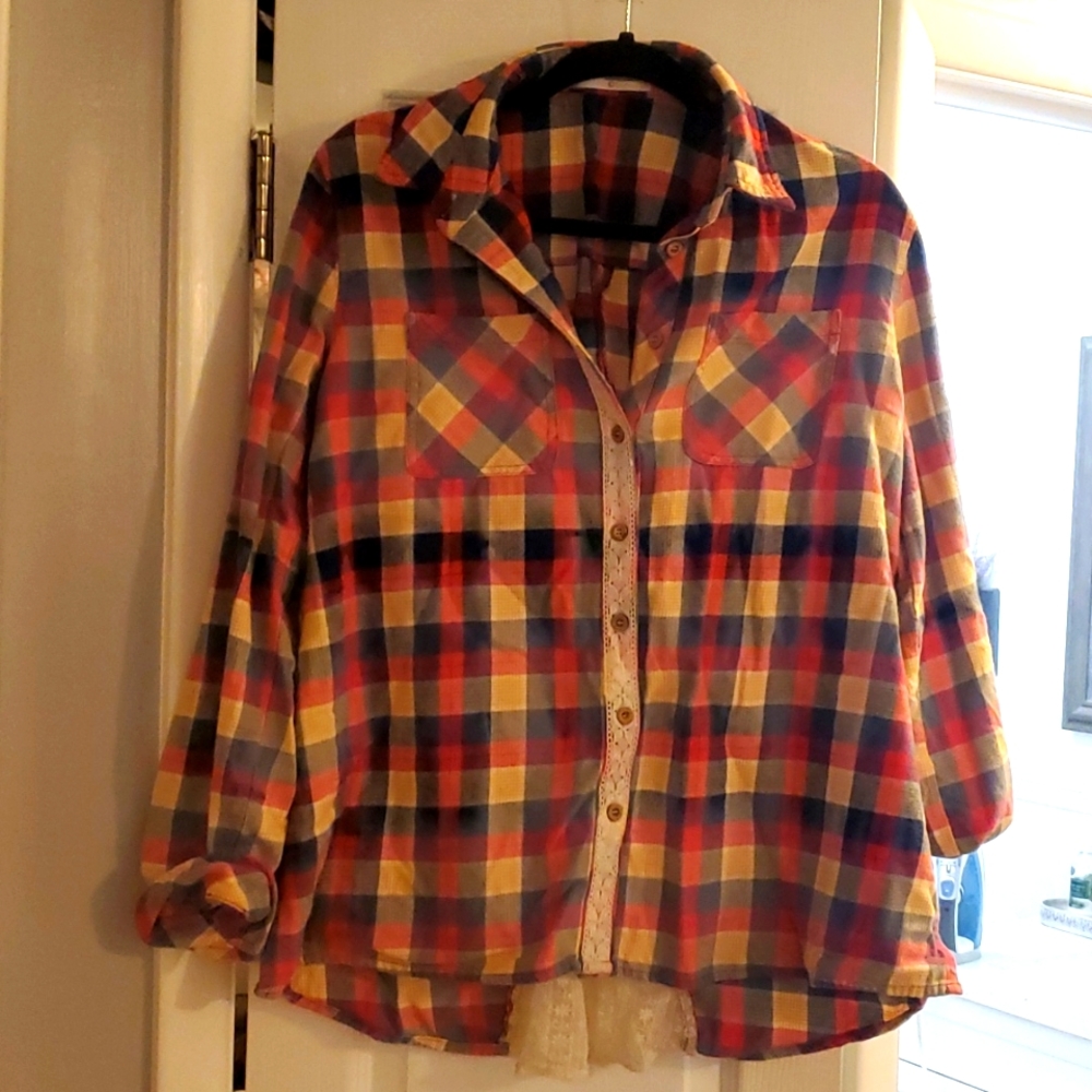 Womens flannel with lace back
